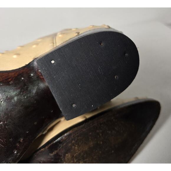 Sebastians Mexican Cowboy Boots Leather & Ostrich Mex 24 1/2 US MEN 5.5 WM 7-7.5 - Picture 9 of 12